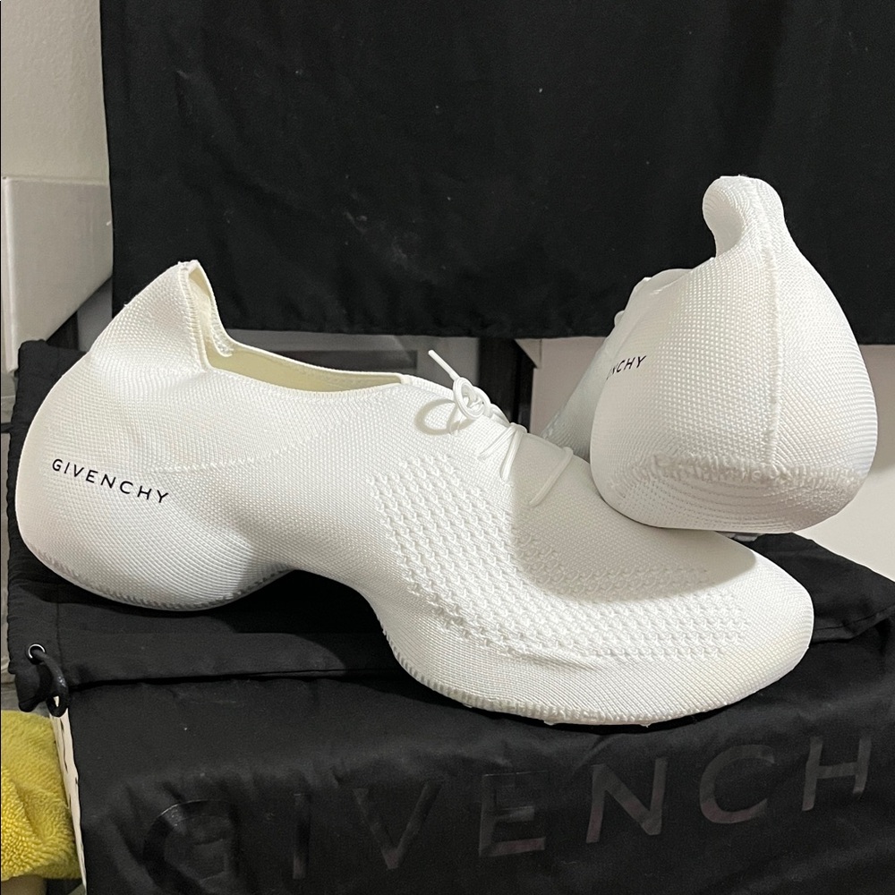 Givenchy Ivory Knit Lace-Up Sneakers